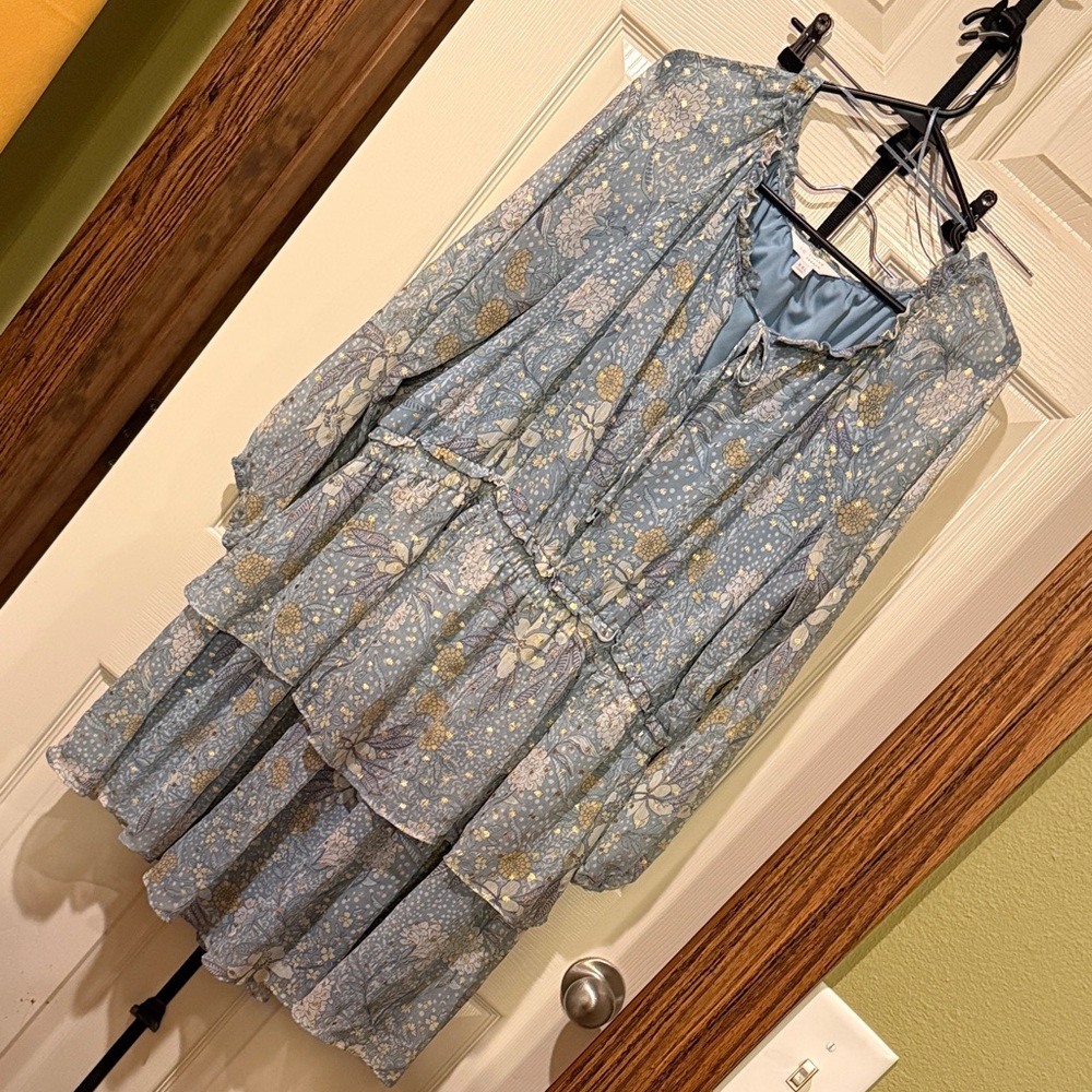 LC Lauren Conrad Blue Floral Dress